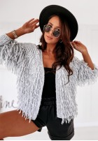 Sweter Kardigan Fringe Grey