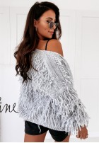 Sweter Kardigan Fringe Grey