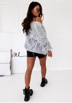 Sweter Kardigan Fringe Grey