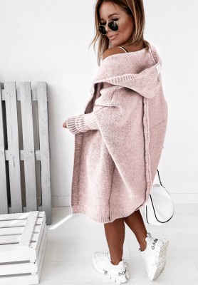Cardigan lung oversize cu glugă, cu lână Montevista