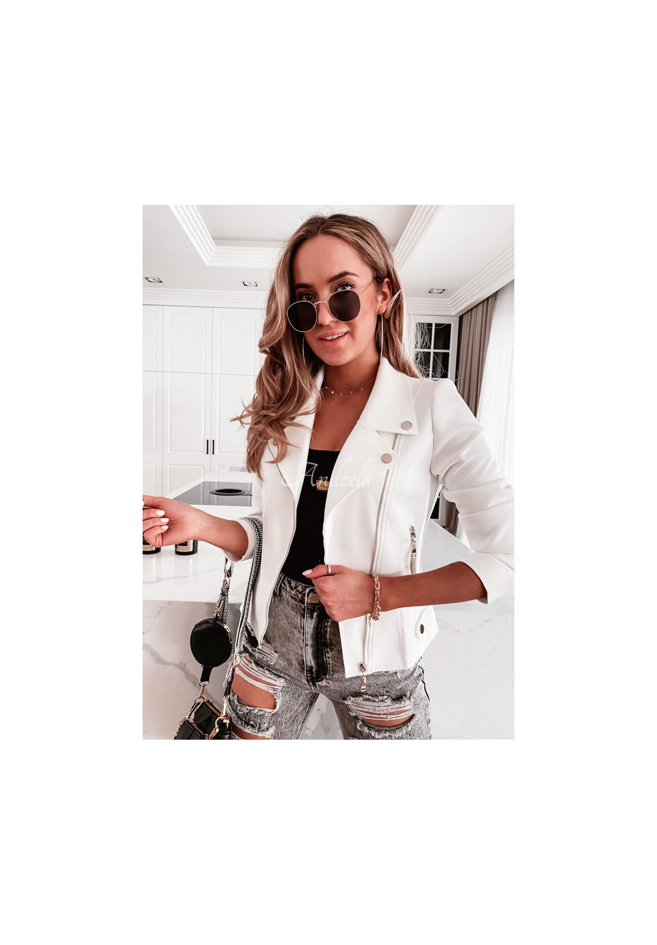 Geacă biker din imitație de piele întoarsă Savage