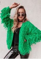 Pulover  Cardigan Fringe Green