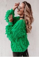 Pulover  Cardigan Fringe Green