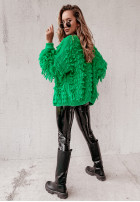 Pulover  Cardigan Fringe Green