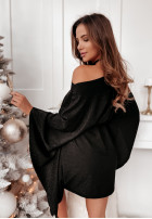 Brokatowa Rochie  Kimono Shino Negru  