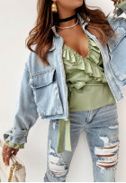 Krótka kurtka jeansowa oversize Mergie jasnoniebieska