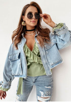 Krótka kurtka jeansowa oversize Mergie jasnoniebieska