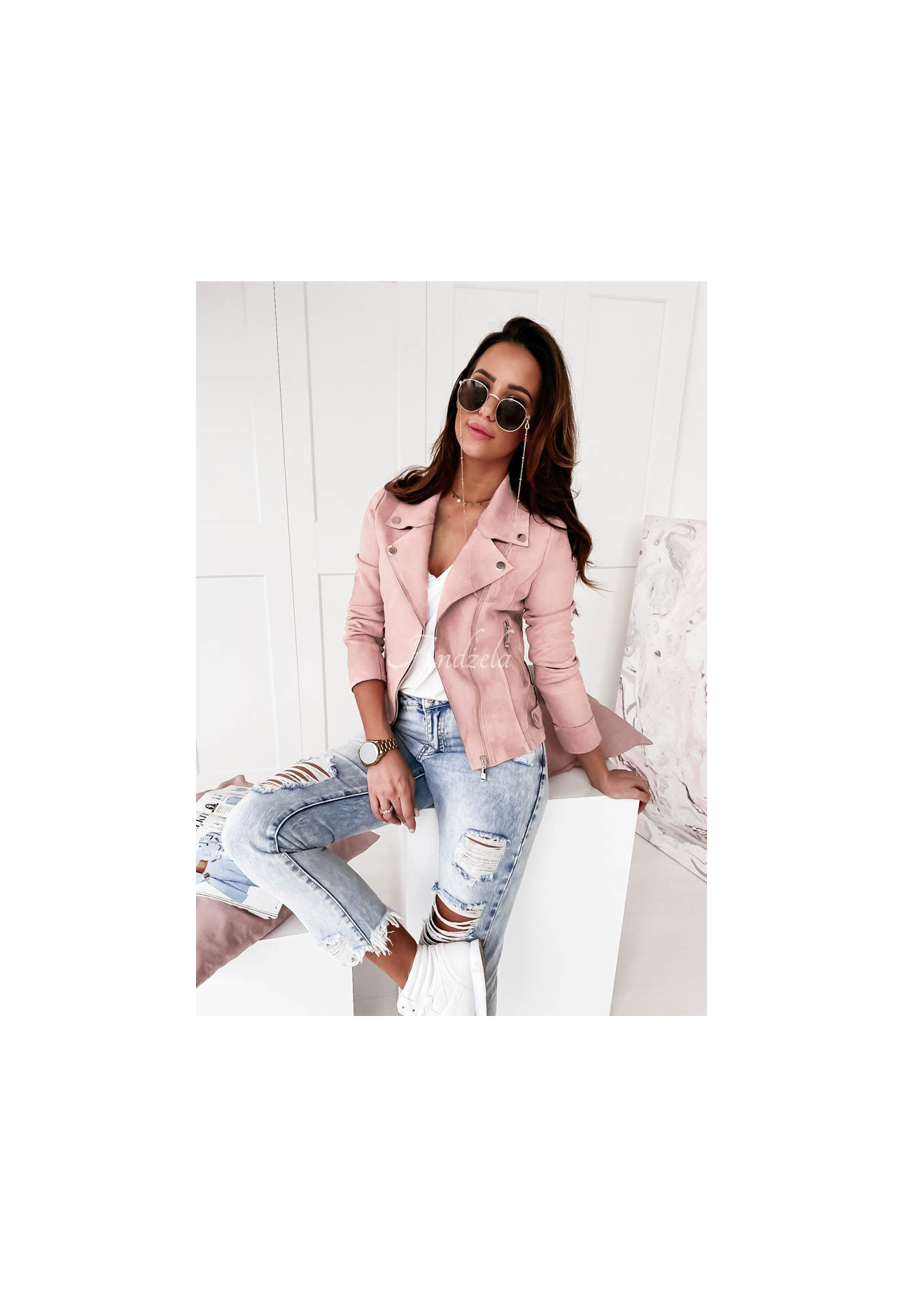 Geacă biker din imitație de piele întoarsă Savage