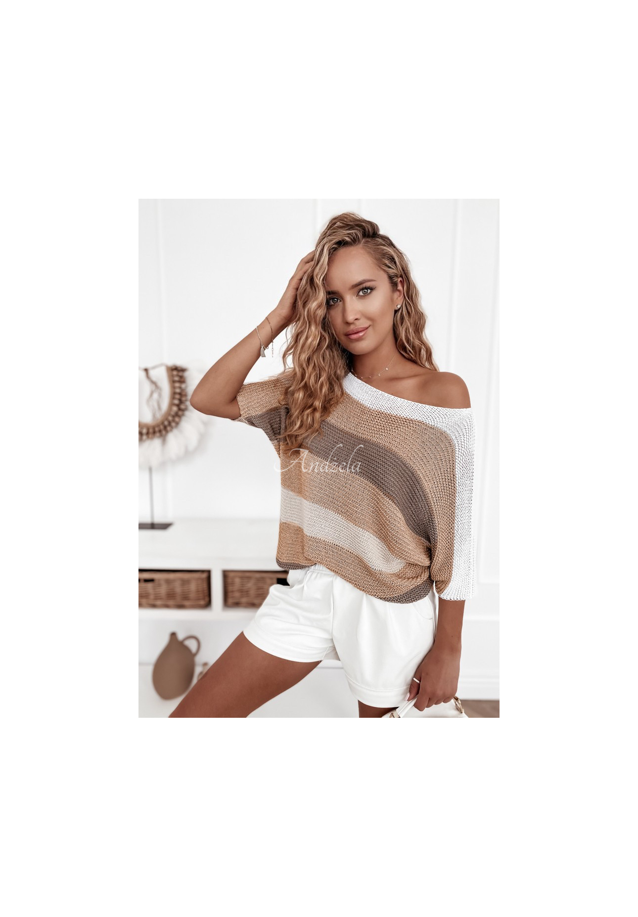 Pulover Eldy cu model în dungi