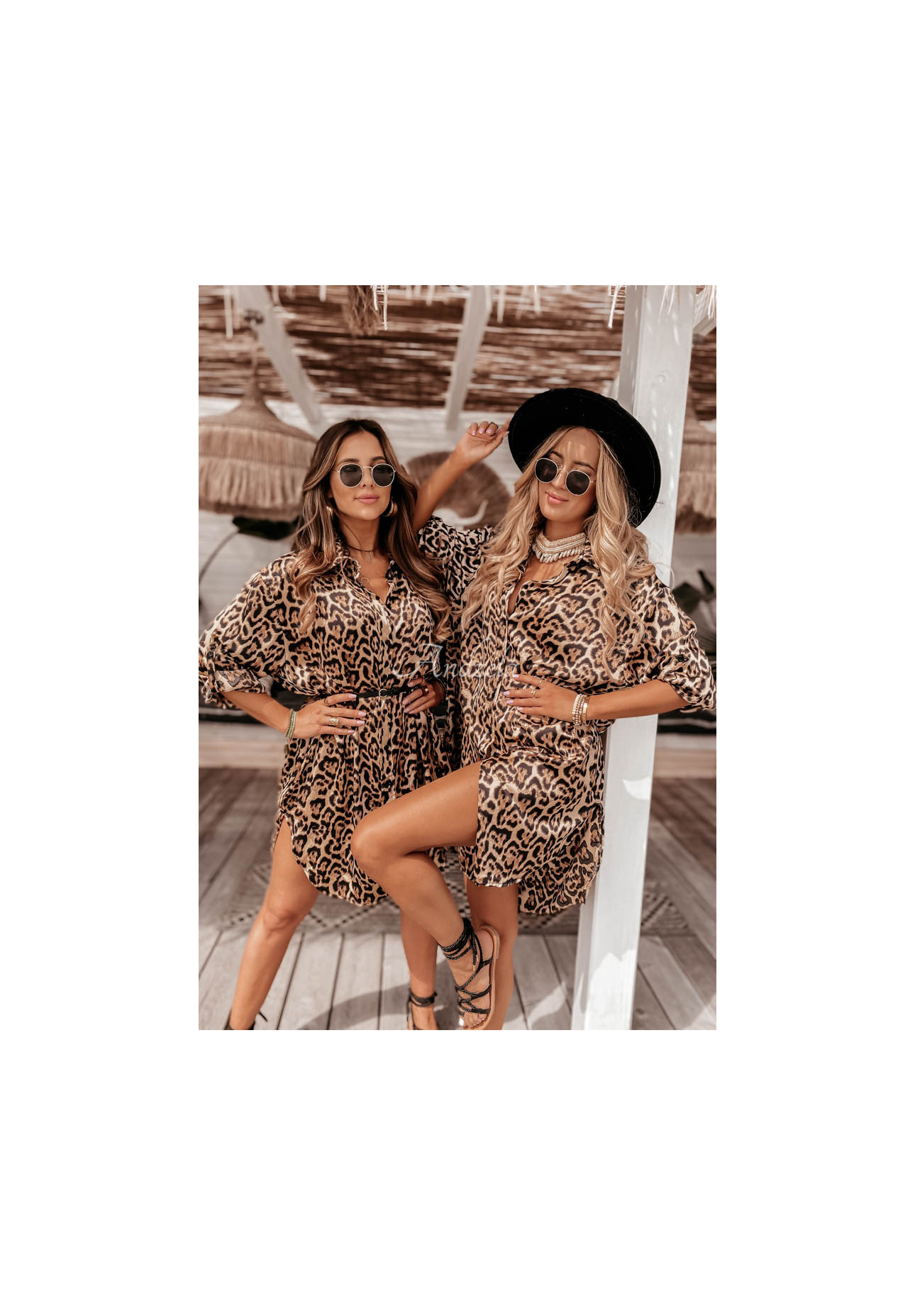 Rochie tip cămașă Namibia cu imprimeu tip leopard