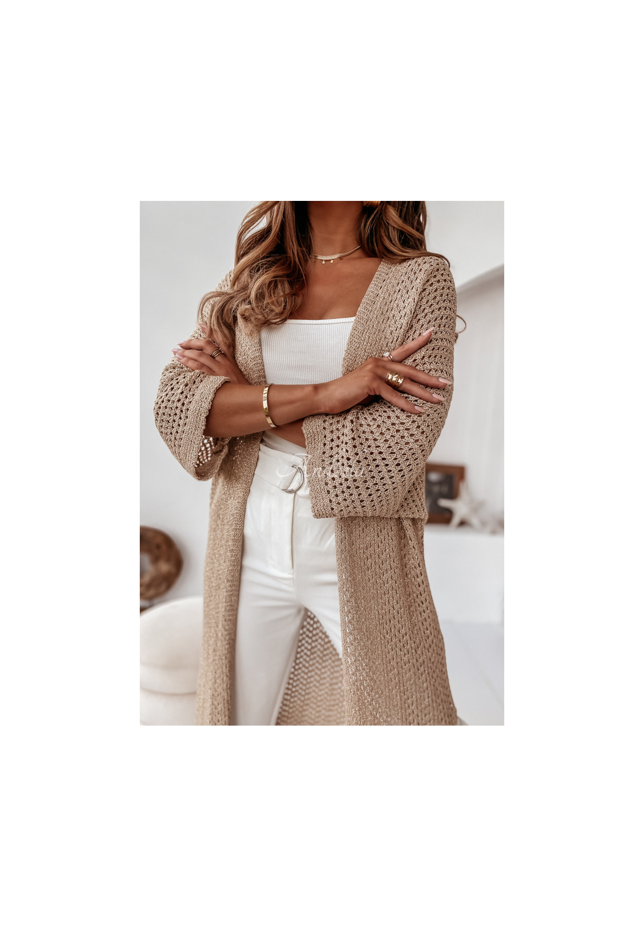 Cardigan lung împletit decorativ Giulio