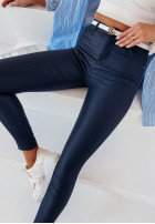 Pantaloni  Imitatie Piele  Rebel ciemnogranatowe