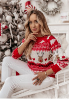 Świąteczny Pulover  cu model I Love Xmas roșu