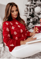 Świąteczny Pulover  cu model Magic Time roșu