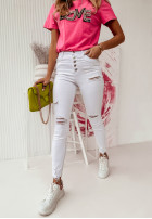 Pantaloni din denim z przetarciami Bristol alb