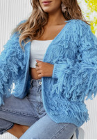 Pulover  Cardigan Fringe Blue