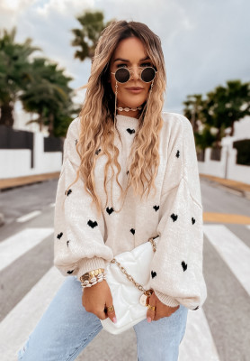 Pulover oversize Show Me Love cu inimioare
