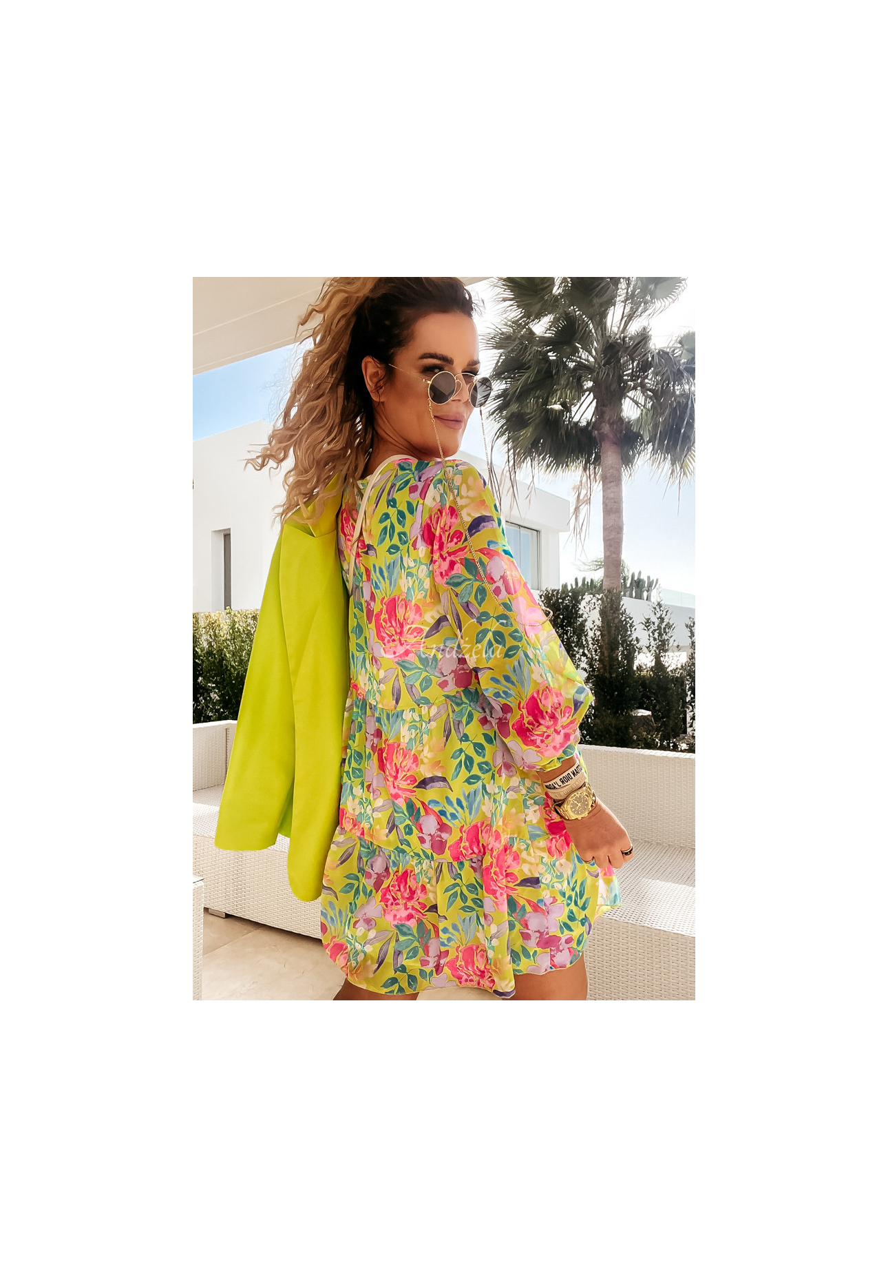 Rochie Flower Season cu imprimeu floral și volănașe