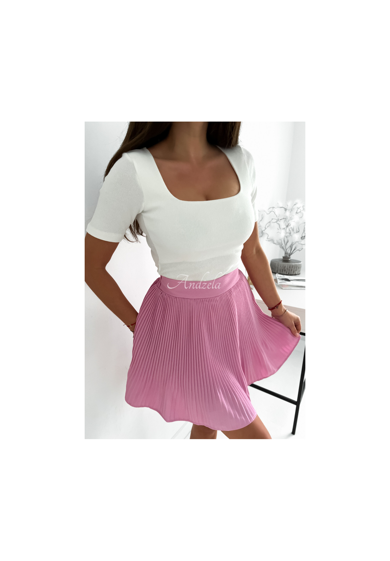 Bluză cu striații și decolteu pătrat Trust Yourself