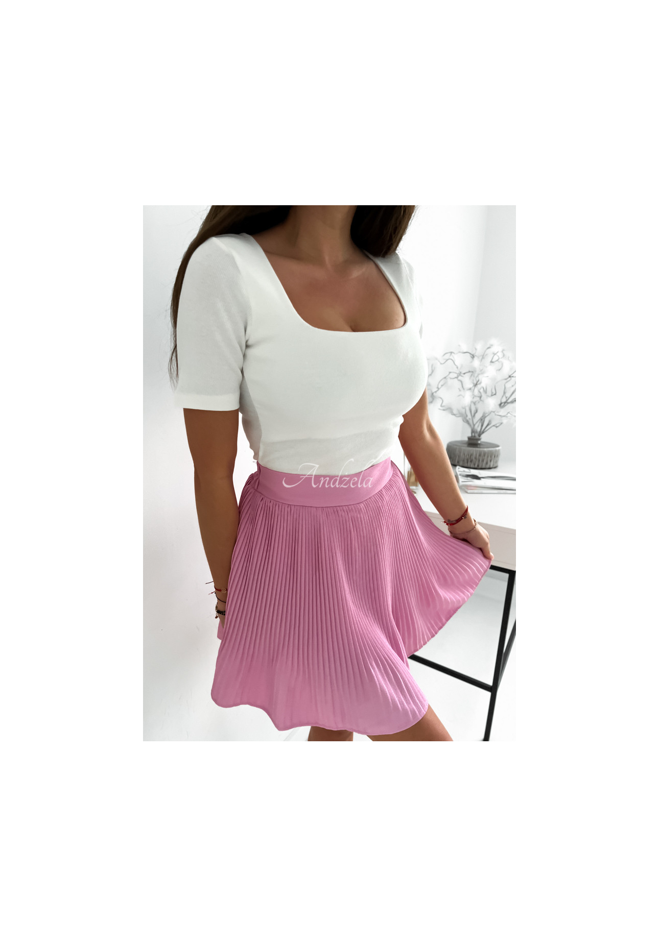 Bluză cu striații și decolteu pătrat Trust Yourself