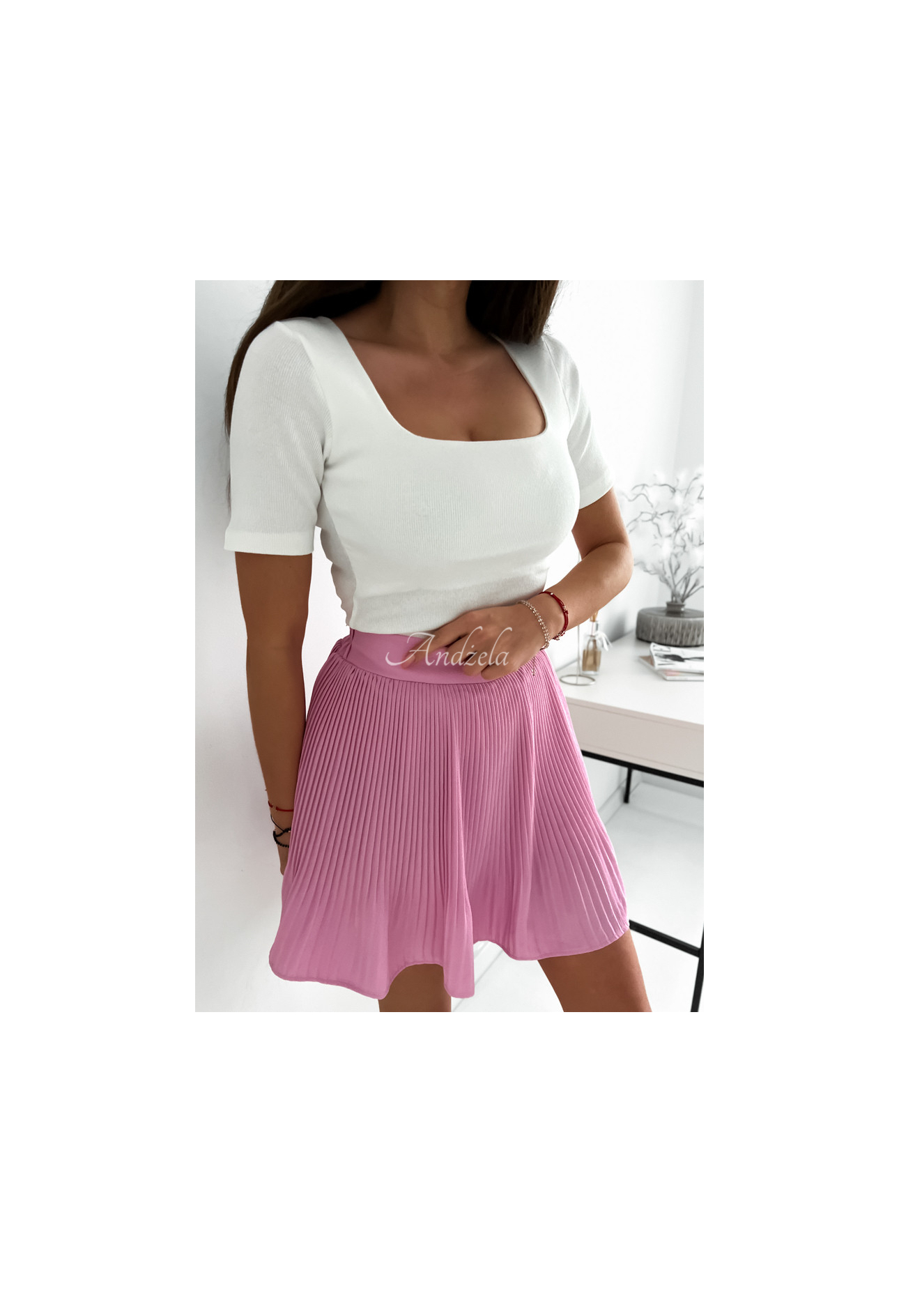 Bluză cu striații și decolteu pătrat Trust Yourself