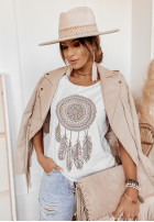 Tricou z nadrukiem Catch My Dreams camel