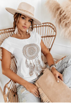 Tricou z nadrukiem Catch My Dreams camel