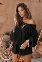 Krótki muślinowy Salopetă Aloha Beaches negru