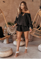 Krótki muślinowy Salopetă Aloha Beaches negru