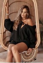 Krótki muślinowy Salopetă Aloha Beaches negru