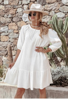 Muślinowa Rochie z falbankami Beach Party ecru