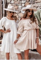 Muślinowa Rochie z falbankami Beach Party ecru