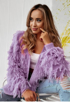 Krótki Cardigan z frędzlami Fringe lila