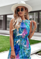 Kwiecista Rochie z rozcięciami Exotic Summer albastră