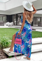 Kwiecista Rochie z rozcięciami Exotic Summer albastră