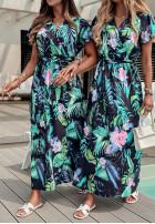 Kwiecista Rochie z paskiem Egzoticana bluemarin