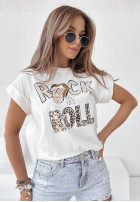 Tricou z nadrukiem Rock And Roll Alb