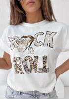 Tricou z nadrukiem Rock And Roll Alb