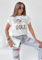 Tricou z nadrukiem Rock And Roll Alb