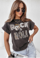 Tricou z nadrukiem Rock And Roll Gri