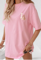 Rochie tip tunică cu inscripție Los Angeles LA roz