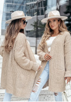 Długi Cardigan oversize Falling Chestnuts Bej