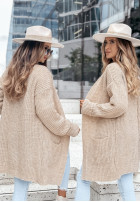 Długi Cardigan oversize Falling Chestnuts Bej