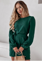 Rochie z bufkami i paskiem Crazy About You verde sticlă