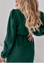 Rochie z bufkami i paskiem Crazy About You verde sticlă