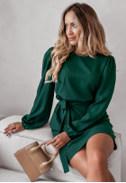 Rochie z bufkami i paskiem Crazy About You verde sticlă