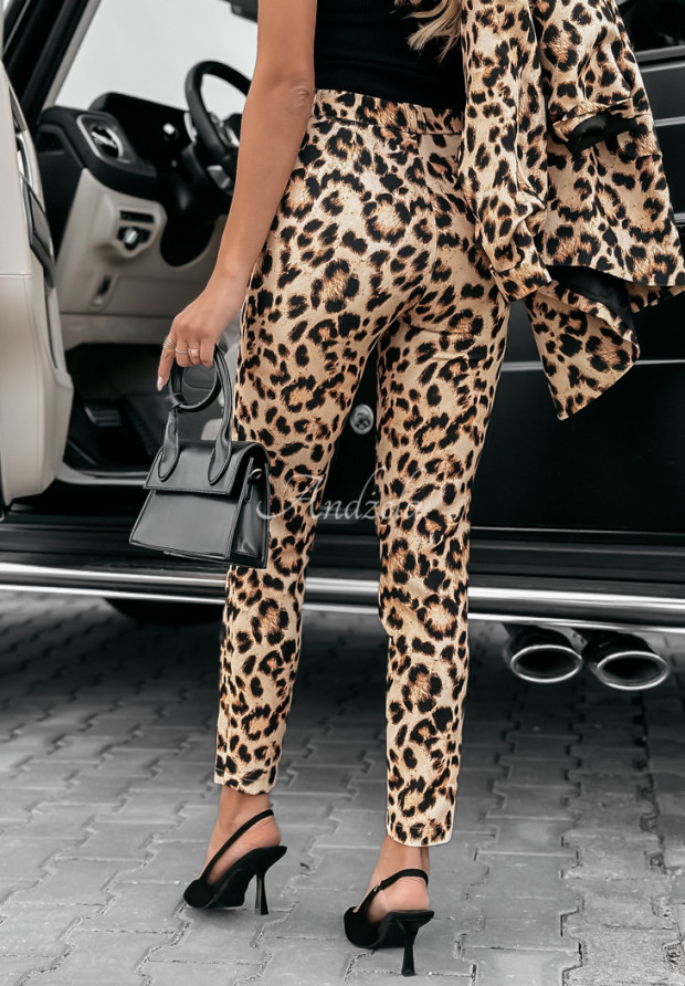 Pantaloni eleganți Premium cu imprimeu tip leopard