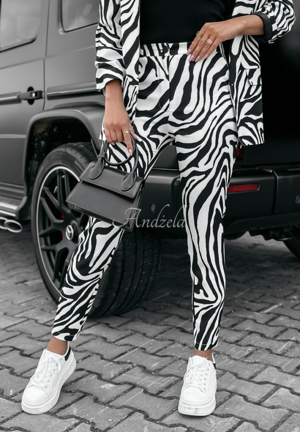 Pantaloni eleganți Premium cu imprimeu tip zebră