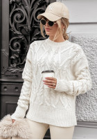 Pulover z ozdobnym splotem Coffee Time ecru