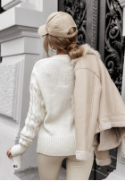 Pulover z ozdobnym splotem Coffee Time ecru